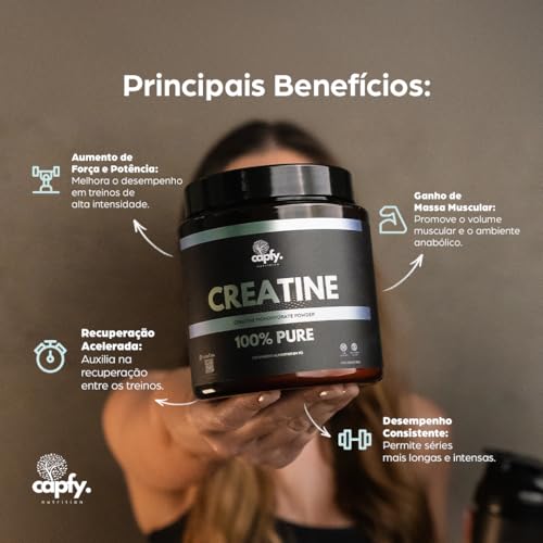 Creatina 100% Pura 300g Monohidratada Premium Capfy. Importada com Laudo de Pureza Eurofins Suplemen