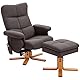 HOMCOM Massagesessel mit Hocker, 360° drehbarer Elektrischer Relaxsessel mit Liegefunktion und Stauraum, TV-Sessel Fernsehsessel mit Seitentasche Fernbedienung für Wohnzimmer, Polyester, Braun