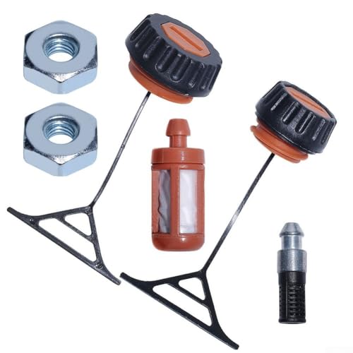 Solaughguy Bouchon d'huile de rechange pour tronçonneuses 020, 023, 024, 025, 026, 028, 029, 034, 036, 038, 048 - Kit de bouchon de carburant/huile en plastique durable avec écrou de barre, carburant