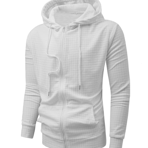 Men's Jacquard Lightweight Full Zip Hoodie Sweatshirt Jacket Solid Coat