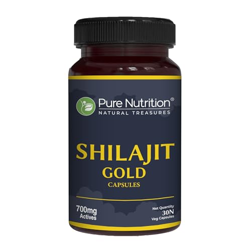 Pure Nutrition Shilajit Gold - 30 Veg Capsules, With Kaunch Beej, Ashwagandha, Safed Musli, Gokhru & Shatavari For Energy, Strength, Stamina & Performance,Premium Ayurvedic Supplement For Men