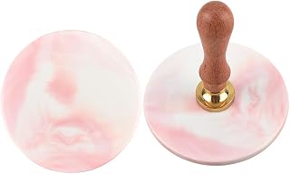 CRASPIRE Pink Round Wax Seal Pad Ceramic Stamp Mat Marble Durable Heat Resistant Easy Demoulding Plate Sealing Non-Stick Absorbent Backing Board for Letter Documents Drink Cup Coaster Craft Decor Gift