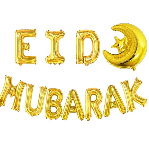 16inch Eid Mubarak Foil Balloons Decoration Ramadan Mubarak Party Decoration Gold Eid Mubarak Banner For Muslim