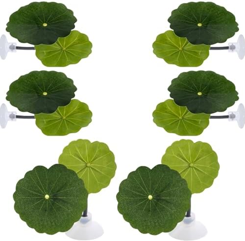 6 Pcs Betta Lotus Leaf Hammock with Suction Cups, Realistic Plastic Leaf Fish Tank Accessories Decor Aquarium Plants for Betta Fish Resting Bed Spawning Ground