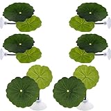 6 Pcs Betta Lotus Leaf Hammock with Suction Cups, Realistic Plastic Leaf Fish Tank Accessories Decor Aquarium Plants for Betta Fish Resting Bed Spawning Ground