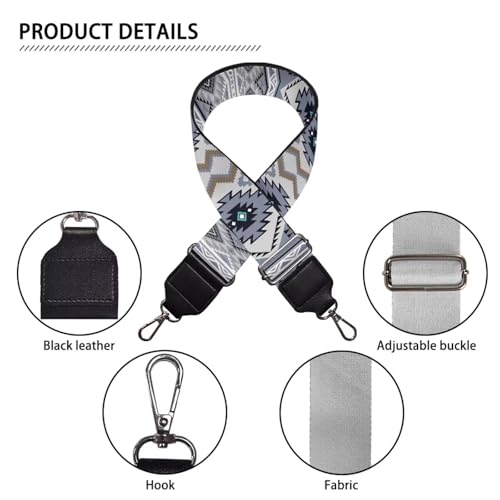 Image of Coldinair Tribal Aztec Purse Straps Replacement Wide Crossbody Bag Straps,Geometric Antique Wide Shoulder Strap Adjustable Guitar Strap for Purse