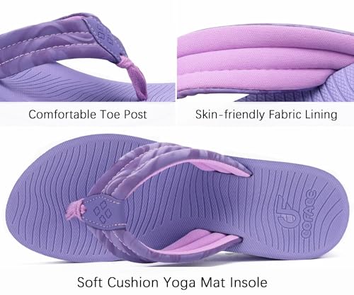Image of COFACE Women's Flip Flops with Arch Support Ladies Fashion Lightweight Wedge Flip Flops Comfortable Yoga Mat Sole Summer Platform Thong Sandals