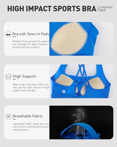 Image of RUNNING GIRL Sports Bras for Women High Support,Criss-Cross Back Strappy Bra Moulded Cup High Impact Workout Crop Tops