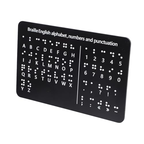 CTIRCHIU 盲文学習板 凸点付き数字 記号対応 点字アルファベット練習ボード 初心者向け触覚識字促進 教育用補助具 視覚障害児用 黒色