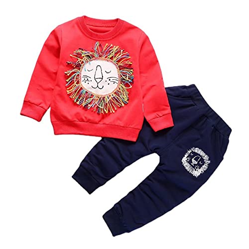 Uwdiohq Mädchen Outfits Baby Kleinkind 2Pcs Quasten T Trainingsanzug Set Shirt Hosen Tops Outfits&Set Sweatshirt 80 (Red, 2-3 Years) Neugeborenen Kleidung Sachen Für Neugeborene Tüll Kleid