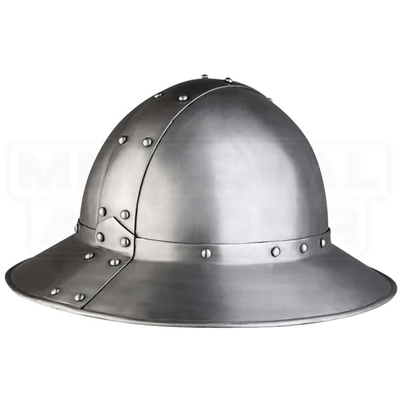 Konrad stalowy czajnik Halloween rycerz LARP srebrny kask