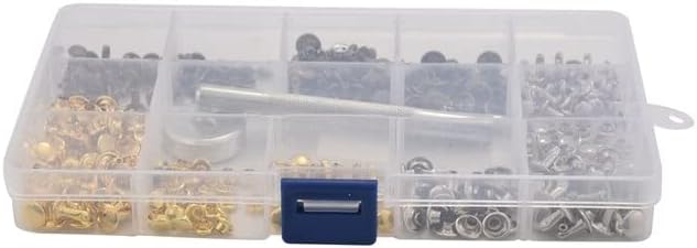 180 Set Leather Rivets Double Cap Rivet Tubular Metal Studs With 3 Pieces Fixing Tool For DIY Leather Craft Rivets Replacement - (Color: Other)