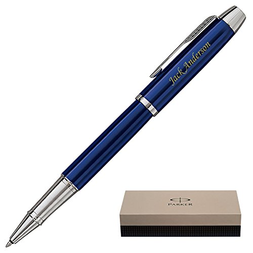 Dayspring Pens - Personalized PARKER IM Blue Rollerball Gift Pen with Name. Custom Engraved Fast!