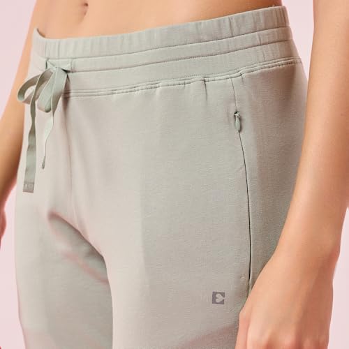 Image of Enamor Mid Rise Ankle Length Drawstring Relax Pants for Women - Slim Fit, Stretch French Terry - E060