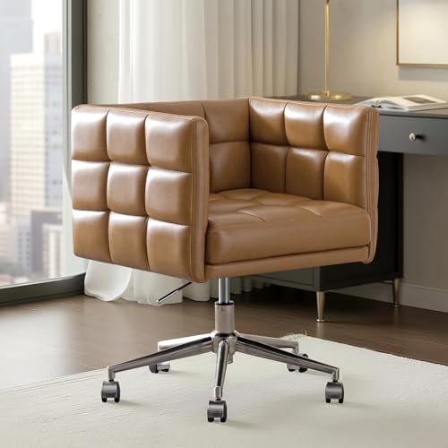 HULALA HOME Faux Leather Home Office Chair with High Adjustable,