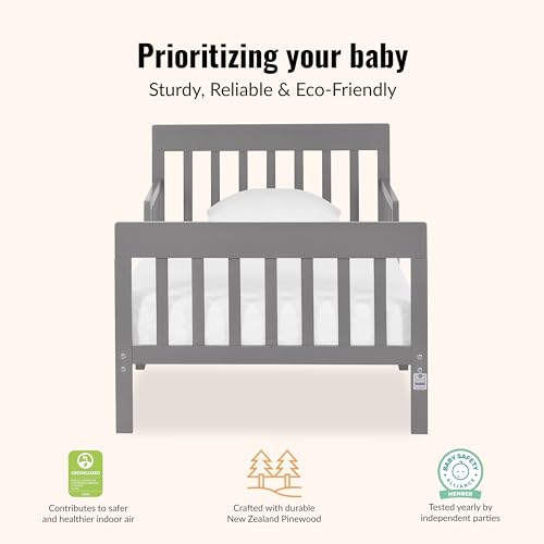 Image of Dream On Me Finn Toddler Bed, GREENGUARD Gold, Pinewood, Steel Grey