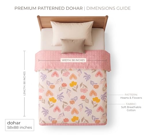 Image of BSB HOME Cotton Dohar for Single Bed, Lightweight AC Dohar Blanket, Soft Breathable Fabric, All-Season Comfort, Easy Care - 58 x 88 Inches (147 x 224 cm) (Blush Petal Multicolor)