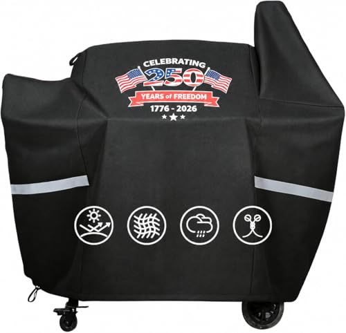 Grill Cover for Pit Boss 820 Deluxe/820D/820FB/820SC/820XL/820PS1 850 Pro/850 DX & Z Grills 700 Series 600D Waterproof Pellet Smoker Cover with Drawstring and Handles 1776-2026 Patriotic Design