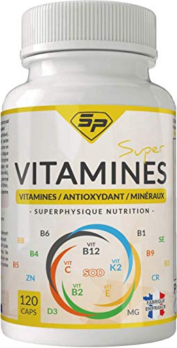 SUPER VITAMINES • 19 MICRO-NUTRIMENTS ESSENTIELS • Formes BIO-DISPONIBLES • Pour homme et femme • MADE IN FRANCE • Pour 2 MOIS • SuperPhysique Nutrition Cover