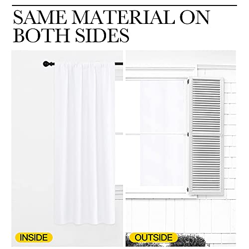Nicetown 2 Panels Blackout Curtains 42 X 63 In Pure White With Single Curtain Rod 48-86 Inch #TOP4