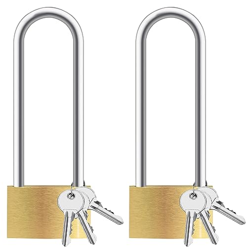 Lockwise 2 Pack Long Shackle Padlock, 2.9 in Waterproof Solid