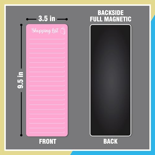 Image of Clickedin Magnetic Shopping List Grocery Fridge Magnet, 10x24 cm Acrylic Board with Marker (Pink)