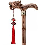 Krücke Gehstock In Drachenkopf-Bambusform, Handgeschnitzter Gehstock Aus Wenge-Holz Für Ältere Menschen, Leicht/Geschenk, Tragkraft 90 Kg/198,4 Lbs(90cm(Use Height 171-175cm))