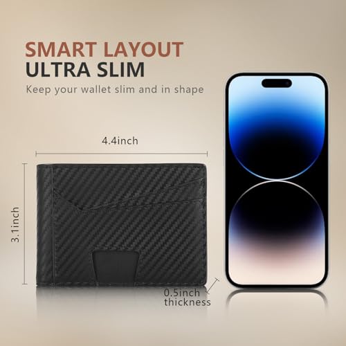 RFID Wallet for Men, Leather Mens Wallet with 2 ID Windows, Stylish in Gift Box, Perfect Gifts for Men(Black)4