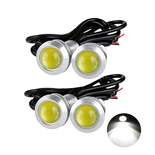 OtpOutopa Eagle Eye LED Lights, DIY Ultra Thin 18mm Indicator Marker Light Daytime Running Lights DRL Tail Lights Fog Light Backup Light for Car Motor Motorcycle Truck Boat (SR Shell-White,4PCS)