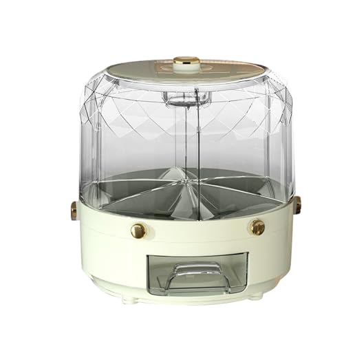 Kbnuetyg Contenedor giratorio de grano – Organizador de seis rejillas de 360°, dispensador de gran capacidad, caja de alimentos transparente con diseño de sellos herméticos | Encimera de cocina