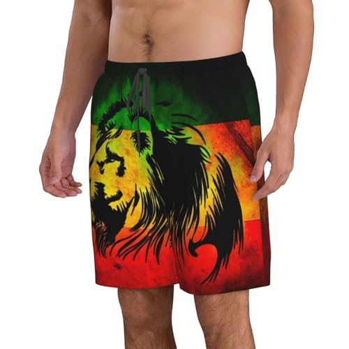 Jamaican Flag Rasta Reggae Judah Lion Men's Quick Dry Swim Trunks Beach Board Shorts Swimming Swimwear2