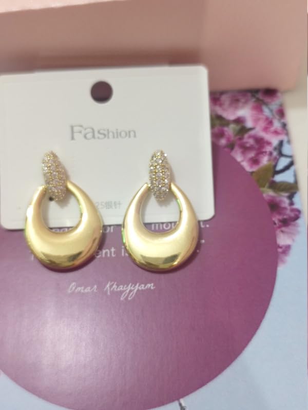 Image of Golden Tone Earring Set for Women | Micro gold Jewellery | Anti Tarnish Finish Minimal Design for Ethnic Western & Styling