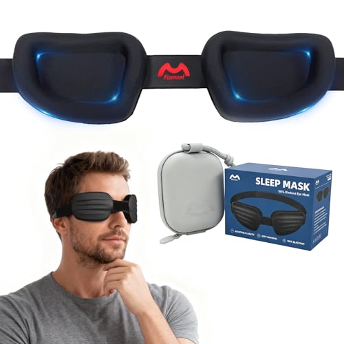 Fismool Blackout Sleep Eye Mask for Women Men Zero Pressure Sleeping Mask - Sleeping Mask and Eyelash Friendly Night Blindfold Adjustable Ultra Soft Comfortable for Dry Eye Mask (Black)