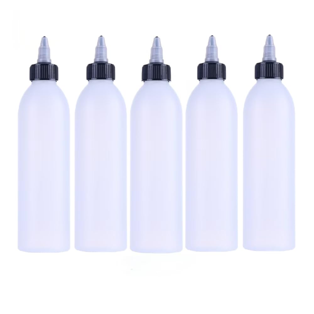 Lot de 50 flacons distributeurs en plastique souple avec bouchon à visser noir, multi-usages pour mélanger des liquides, artisanat, art, colle, cuisine, maison, blanc translucide (blanc translucide