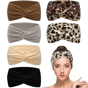 6 Pcs Headbands for Women’s Hair, Elastic Head Bands Wide Soft Ladies Headband Boho Fashion Knotted Head Bands Hair Accessories for Women