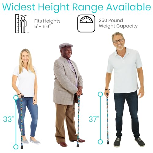 image for Vive Folding Cane - Foldable Walking Cane for Men, Women - Fold-up, Co