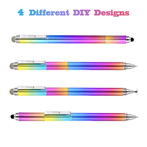Yacig Capacitive Stylus Pen, 4-in-1 High Sensitivity and Precision Touch Screen Stylus Clear Disc Tip,Black Rubber Tip &Mesh Fiber Tip Compatible with Universal Touch Screen Device, Dreamy Rainbow by Yacig - Used condition - Image 6