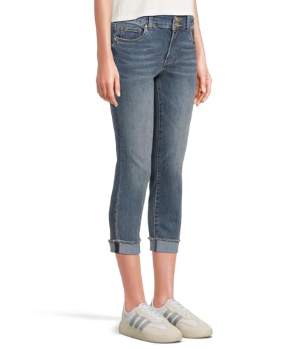 KUT from the Kloth Women's Amy Crop Straight-wstbnd Double Btn Roll Up2