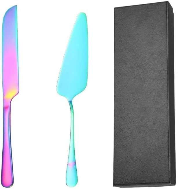 Silverware Flatware Cutlery Set, 2/8/12/16/20/24 Pieces Stainless Steel Wedding Cake Knife Pizza Shovel Set Fruit Dessert Cake Knife Pizza Shovel，Rainbow-12 Piece Set for 6