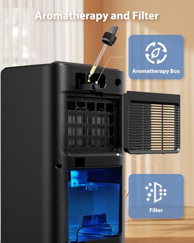 Image of UBBO 95oz Dehumidifiers for Home, 1000 Sq.Ft Dehumidifier with Drain Hose - Auto Shut Off, Timer, Sleep Mode & Drain Hose - 7 Color Light for Bedroom, Bathroom, RV - Black Gold