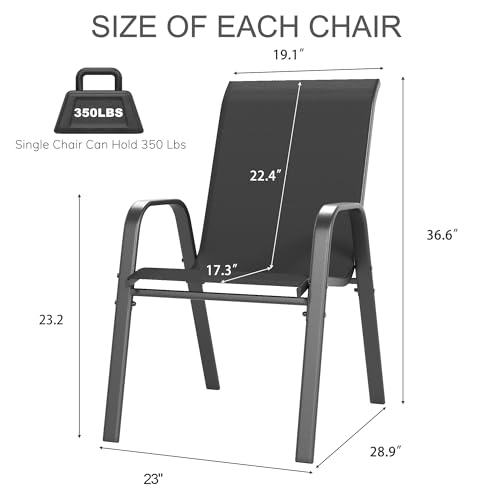 Image of Outdoor Patio Chairs Set of 8 Stackable Dining Chairs All-Weather Textilene Furniture Set for Pool Deck, Backyard, Garden