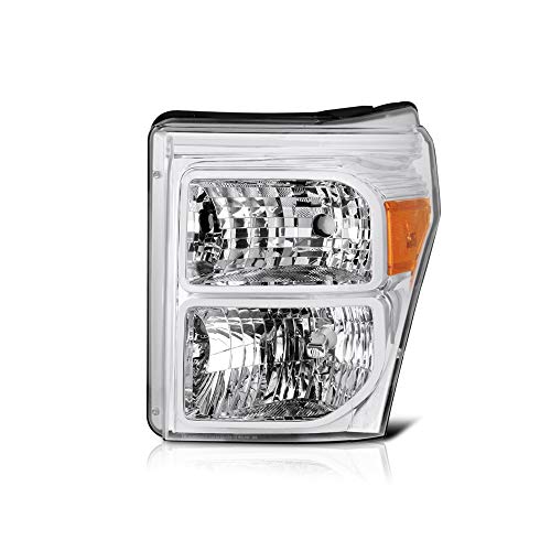 VIPMOTOZ Chrome Bezel OE-Style Headlight Headlamp Assembly For 2011-2016 Ford F-250 F-350 F-450 Superduty Pickup Truck, Driver Side