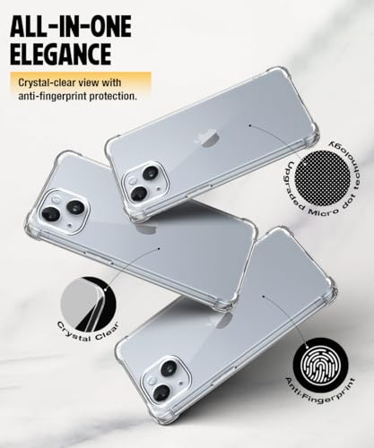 Image of WOW IMAGINE Crystal Clear Transparent Back Case Cover Compatible Apple iPhone 14 | Full Device & Camera Protection Shockproof TPU Silicone Back Cover Case - Transparent