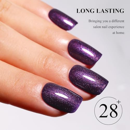 Glitter Gel Polish esmalte de uñas violeta oscuro brillo 10 ml miniatura 5