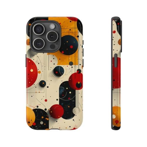 Coque rigide brillante iPhone 15 Pro motif géométrique chic au bureau