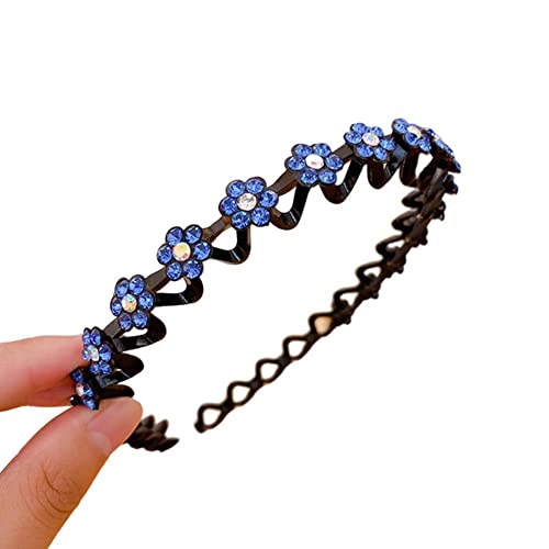 Gewellte Stirnbänder Frühlingshaarband Blume Kristall Stirnband Rutschfeste flexible Haarbänder Haarschmuck für Frauen Mädchen Cover