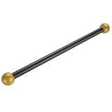 Canomo 22 Inch Improved Lamp Post Cross Arm Ladder Rest with 1-3&sol;8 Inches Threaded Metal Ball Cap for Outdoor Lamp Posts and Poles&comma; Black Bar with Brass Caps