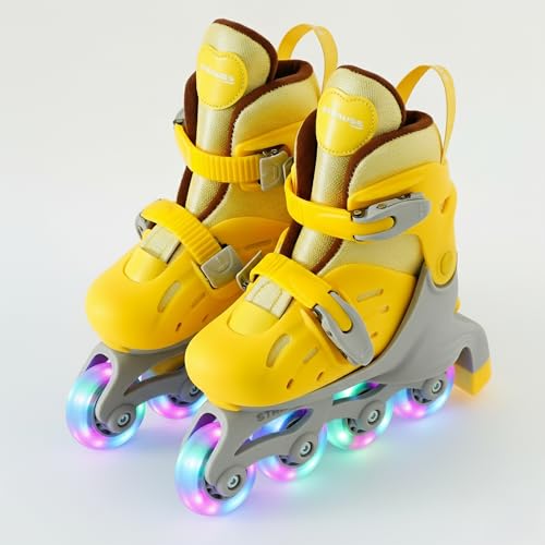 Image of Strauss Convertible (Inline /Roller) Skates | Size S adjustable 17-21.5 cm | LED Light Wheels | Skates for Boys & Girls | No tools required | Detachable Liner for Cleaning | With Brakes | EU 31-34 Size