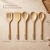 Koppen Rubber Wood Kitchen Utensils Set, Durable Wooden Cooking Spoon and Spatula Ladle for Nonstick Cookware, Non Toxic, Heat Resistant, Smooth Grip, Modern Elegant Design for Everyday (5 Piece Set) #3