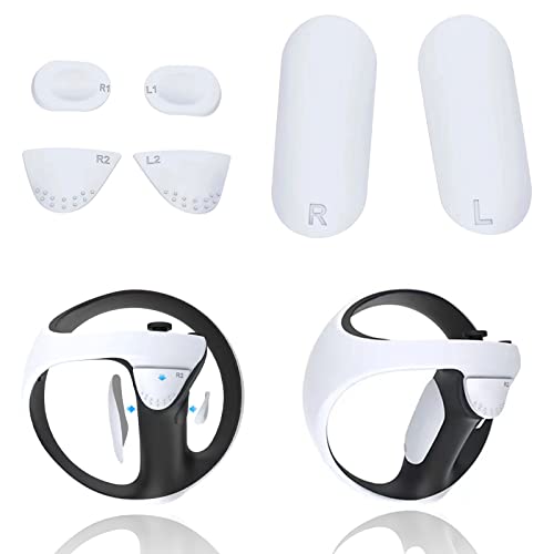 FASTSNAIL Accessories for PlayStation VR2, Anti-Skid Soft Silicone Pads for PSVR2 Controller, Professional VR2 Controller Cover Pads Handle Grips for PSVR2, with Sticker (White)